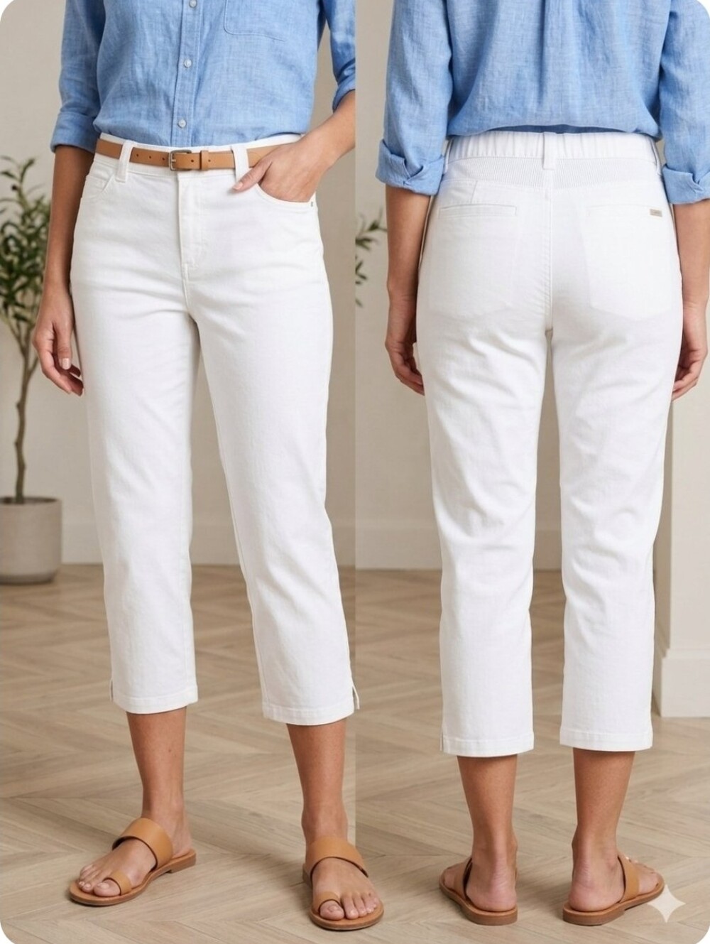 Khakis & Co. White Cropped Capri Pants Chinos Size 6